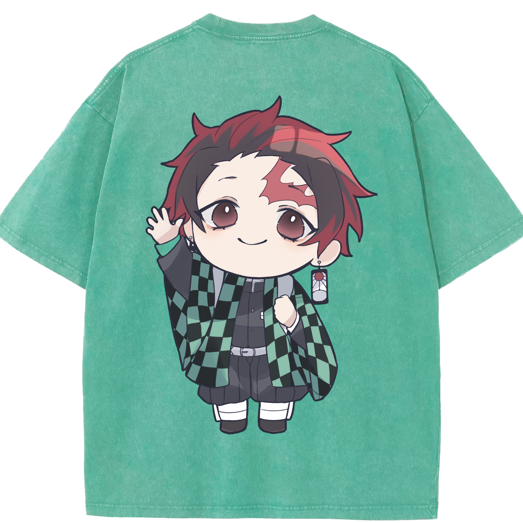 （画像用） 鬼滅の刃 竈門 炭治郎／かまど たんじろう Kamado Tanjirou 綿100% ヴィンテージ風 半袖Tシャツ（背面プリント）